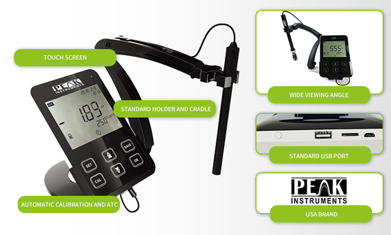 5 inch LCD Touch Panel Tablet pH mV Meter with 3-Point Calibration and High Precision