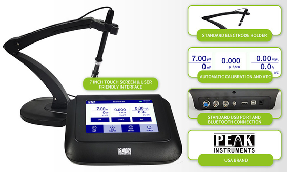 Lab High Precision Benchtop Capacitive Touch Screen pH Meter with 2 Point Calibration